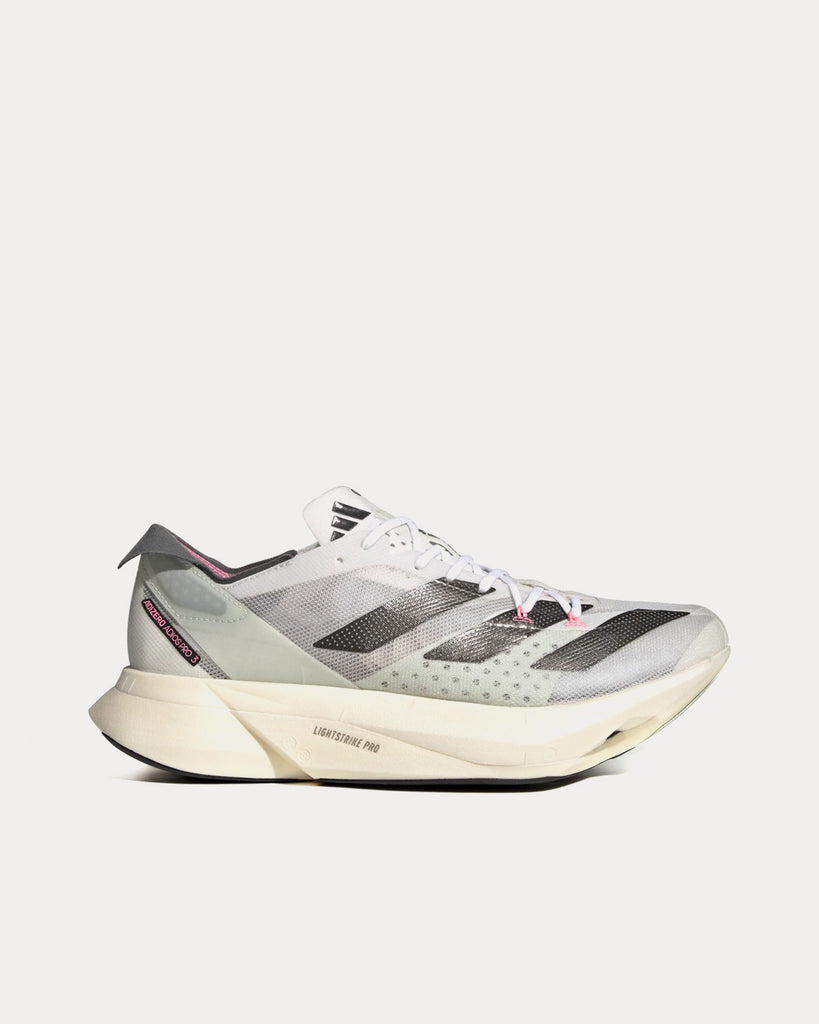 Adizero Adios Pro 3 Crystal White / Night Metallic / Linen Green Running Shoes