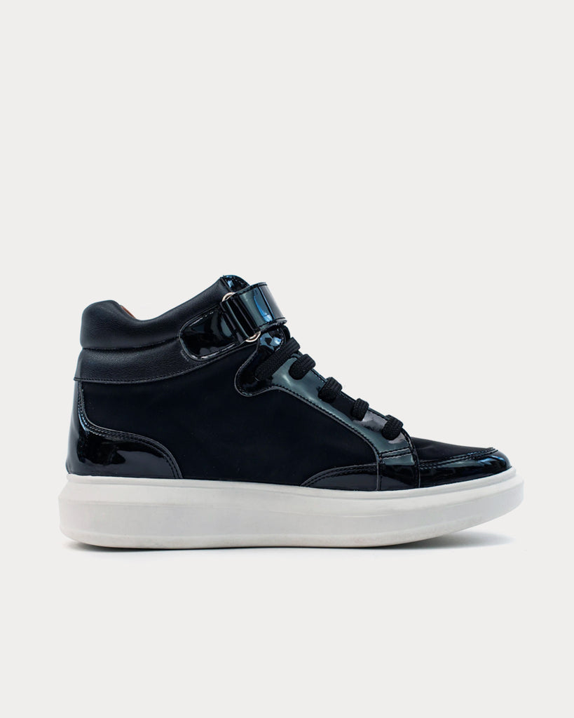 Alicia Vegan Shine Black High Top Sneakers
