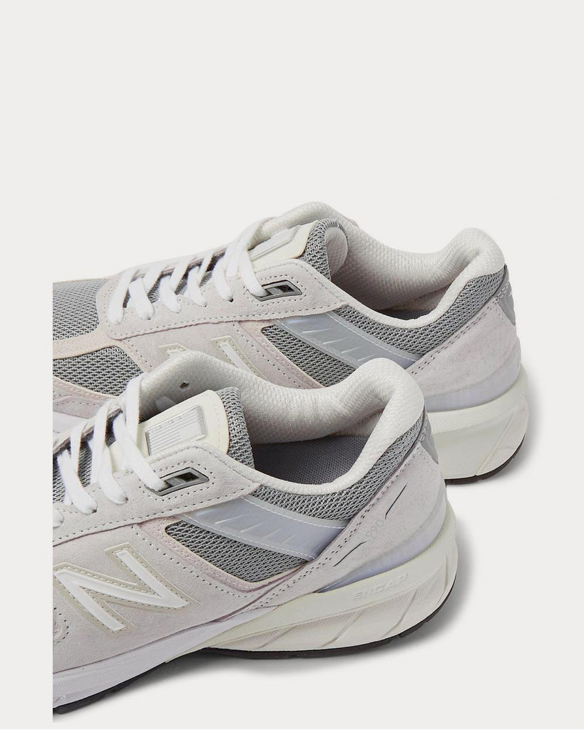 M990v5 Rubber-Trimmed Suede and Mesh Gray low top sneakers