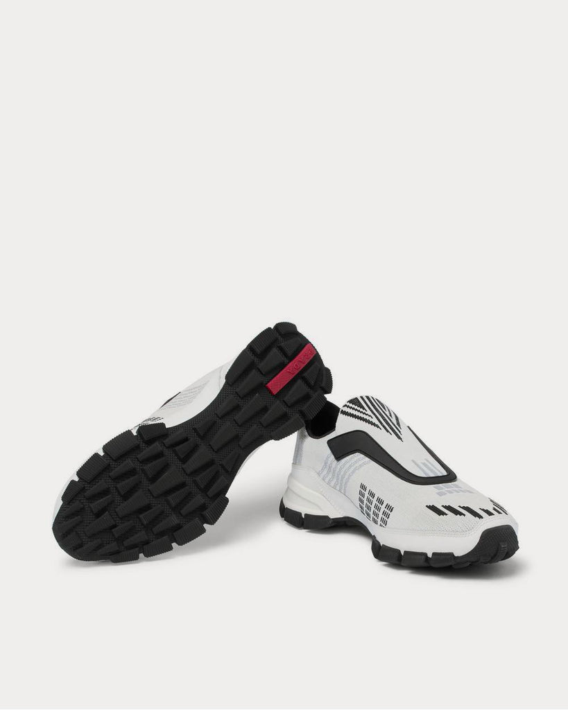 Rubber-Trimmed Nylon-Jacquard Slip-On White low top sneakers