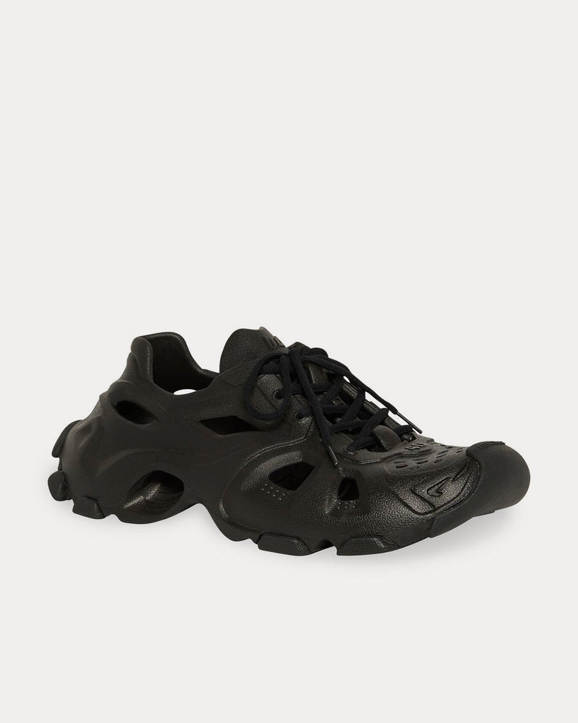 HD Lace-Up Rubber Black Low Top Sneakers