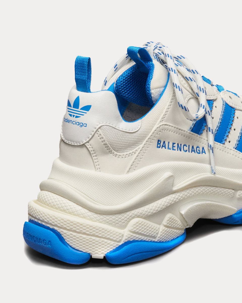 Balenciaga x Adidas Triple White / White / Blue Low Top Sneakers Sneak in Peace
