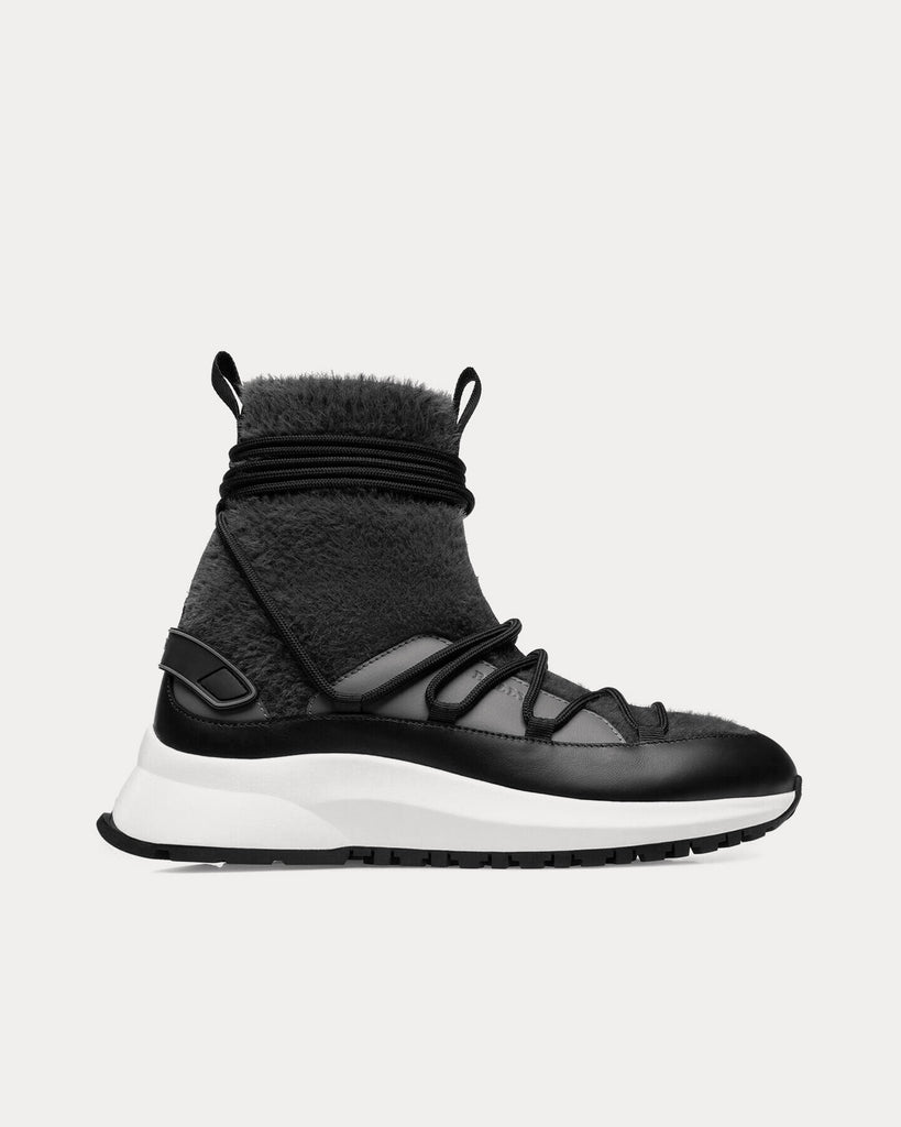 Dalyla Cashmere Fabric & Leather Grey / Black High Top Sneakers