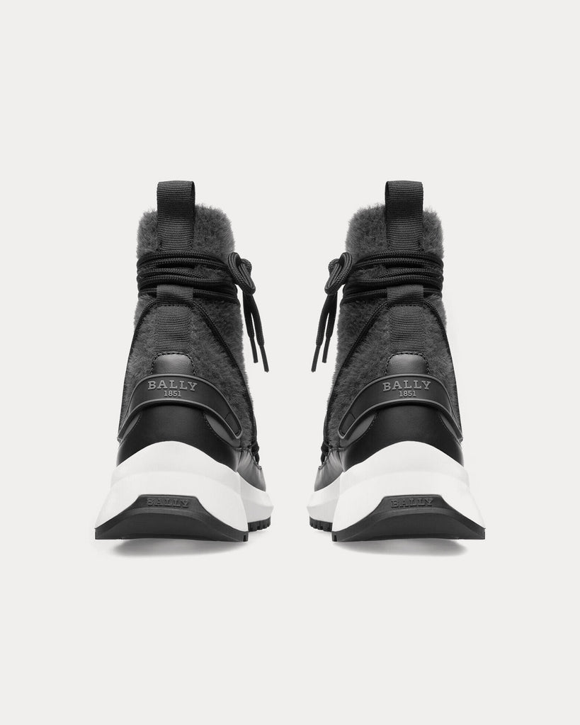 Dalyla Cashmere Fabric & Leather Grey / Black High Top Sneakers