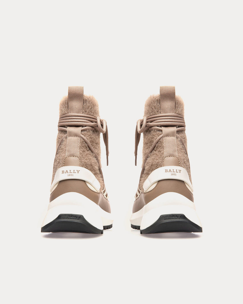 Dalyla Cashmere Fabric & Leather Taupe / Bone High Top Sneakers