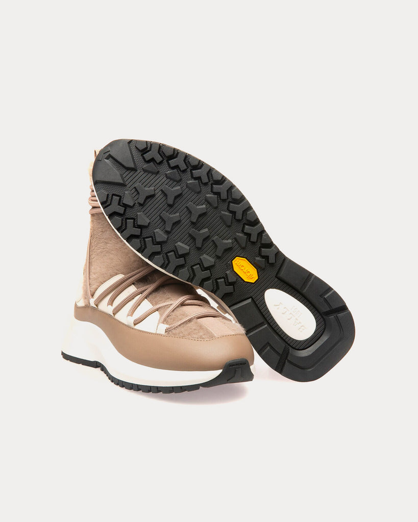 Dalyla Cashmere Fabric & Leather Taupe / Bone High Top Sneakers