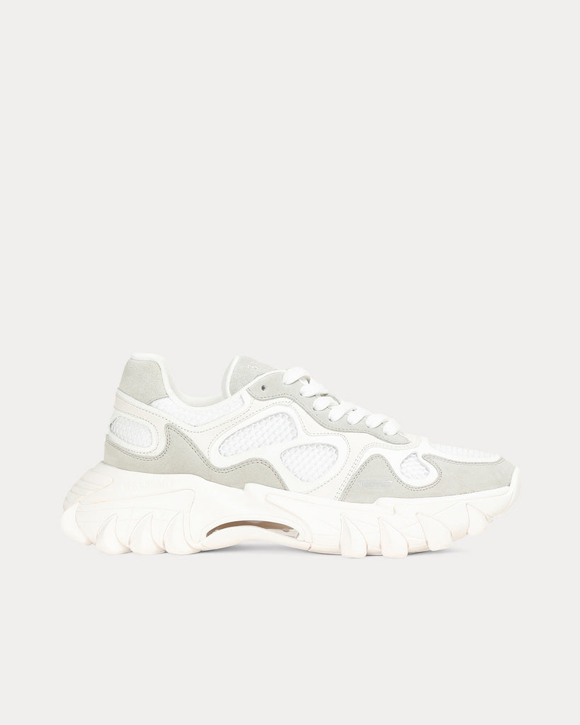 B-East Leather, Suede & Mesh White Low Top Sneakers