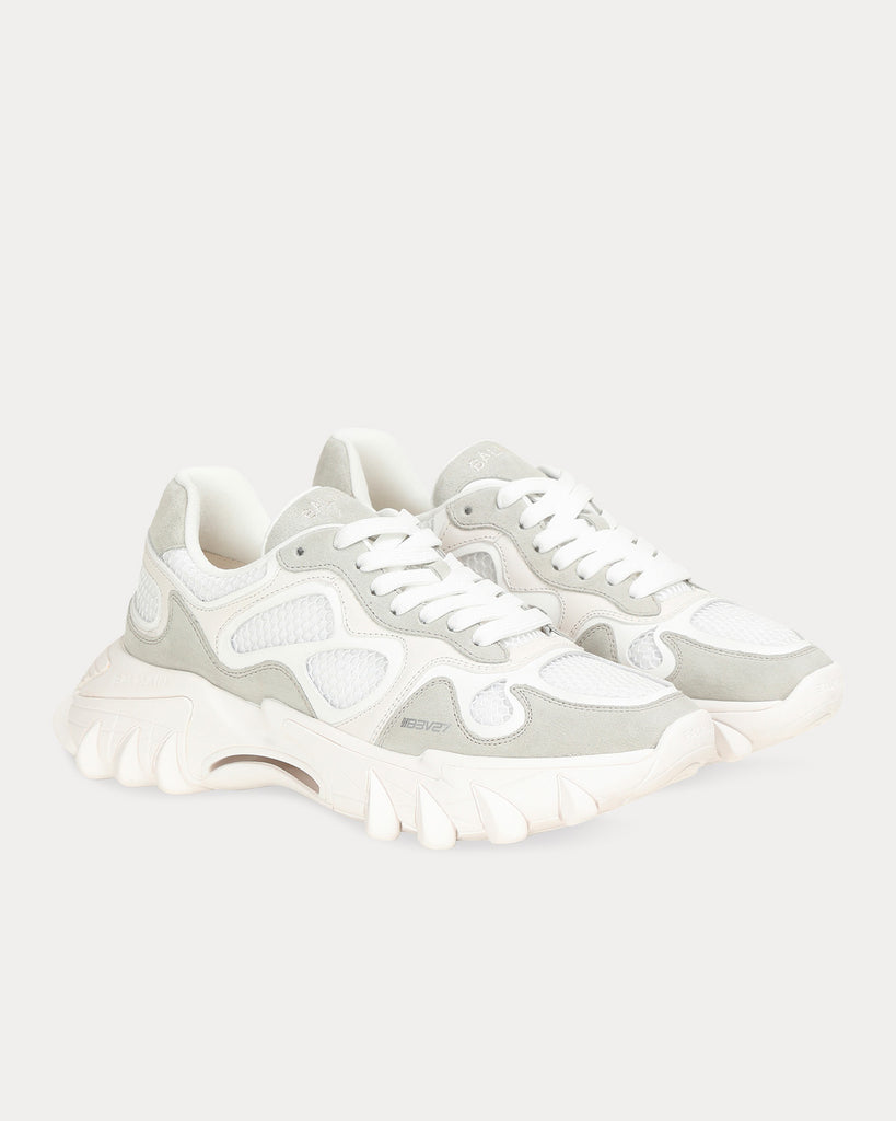 B-East Leather, Suede & Mesh White Low Top Sneakers