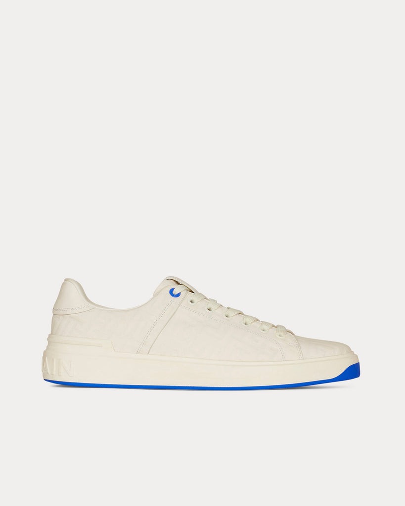 B-Court Monogram Embossed White Low Top Sneakers