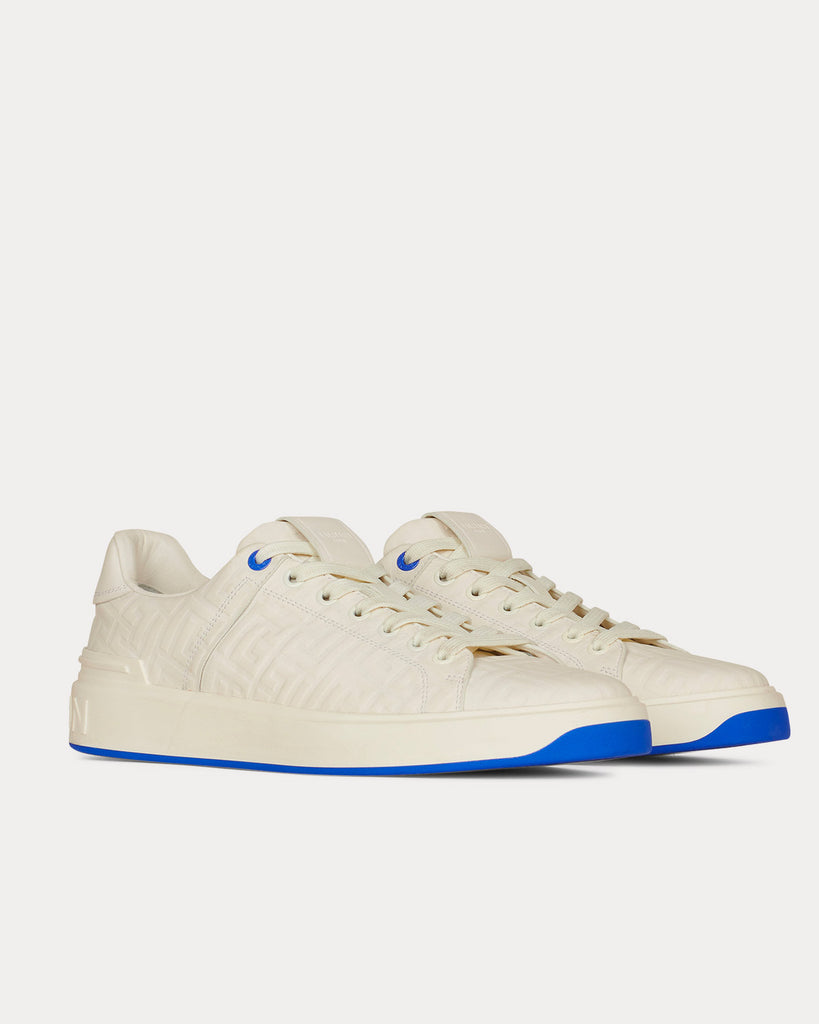 B-Court Monogram Embossed White Low Top Sneakers