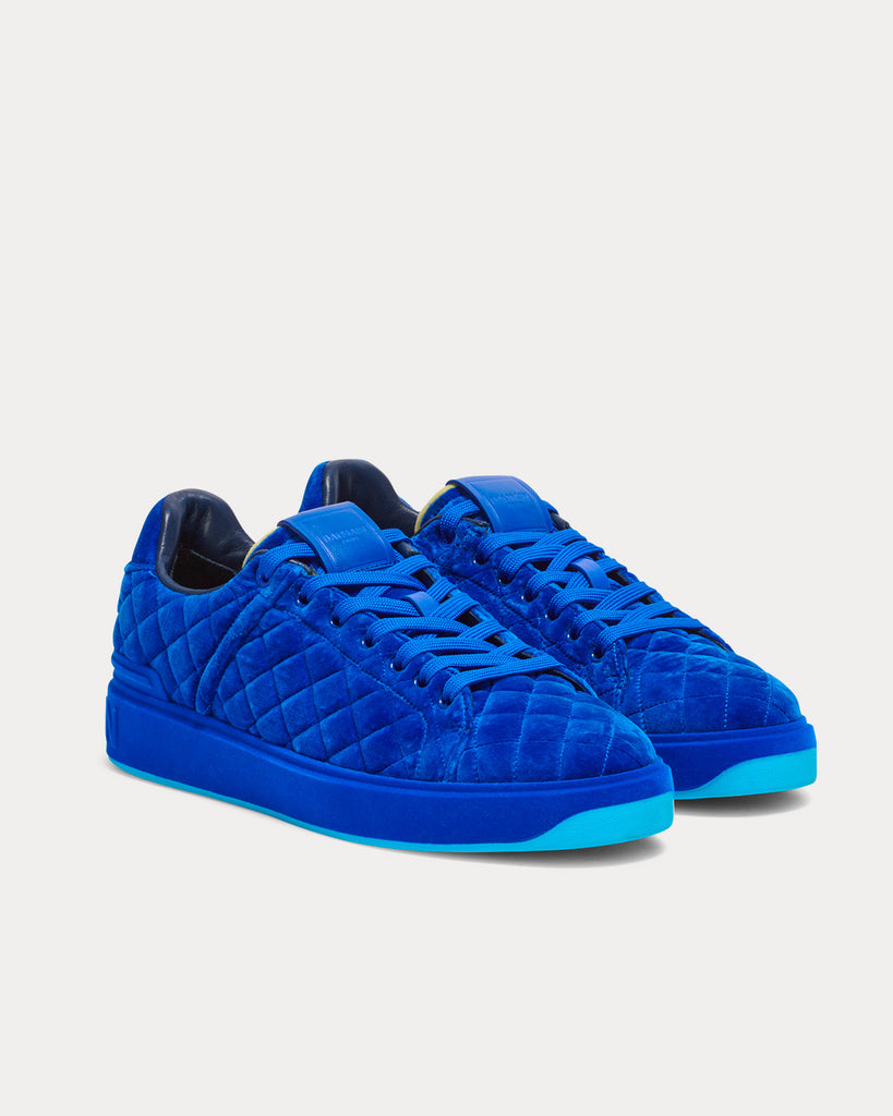 B-Court Quilted Velvet Blue Low Top Sneakers