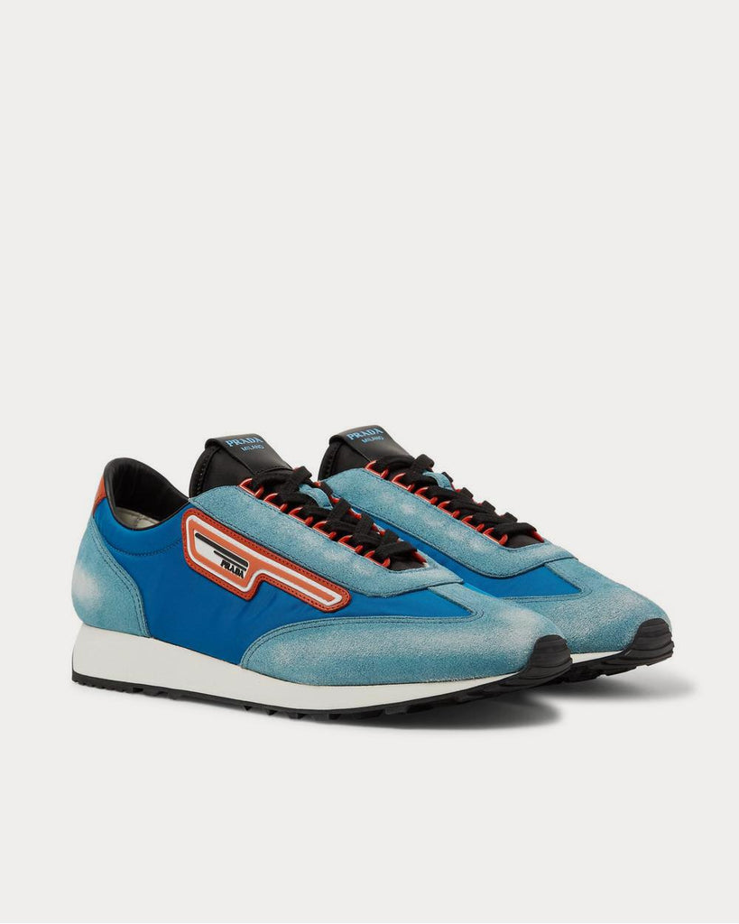 Milano 70 Nylon and Suede Light blue low top sneakers