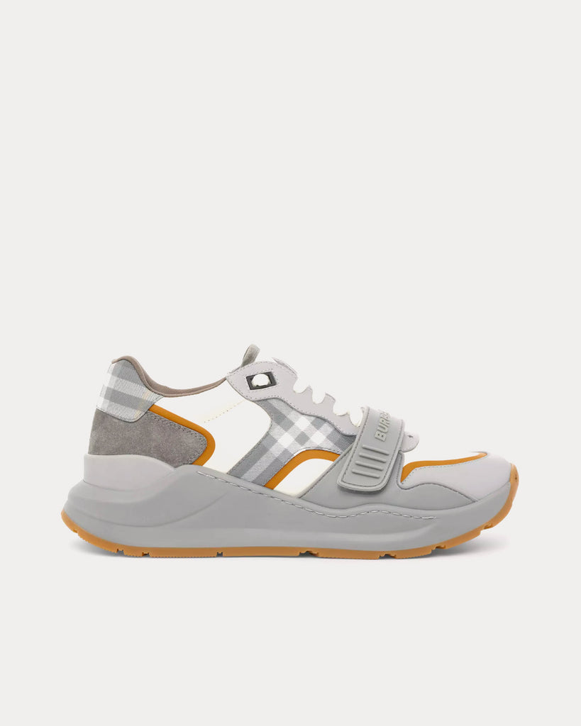 Check, Suede & Leather Grey Camel Low Top Sneakers