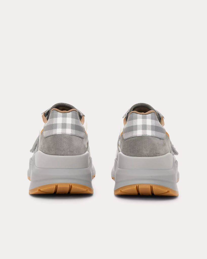 Check, Suede & Leather Grey Camel Low Top Sneakers
