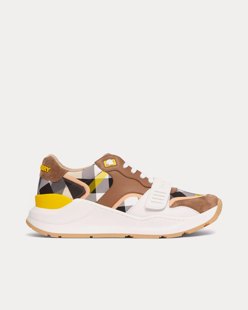 Check, Suede & Leather Wheat Low Top Sneakers