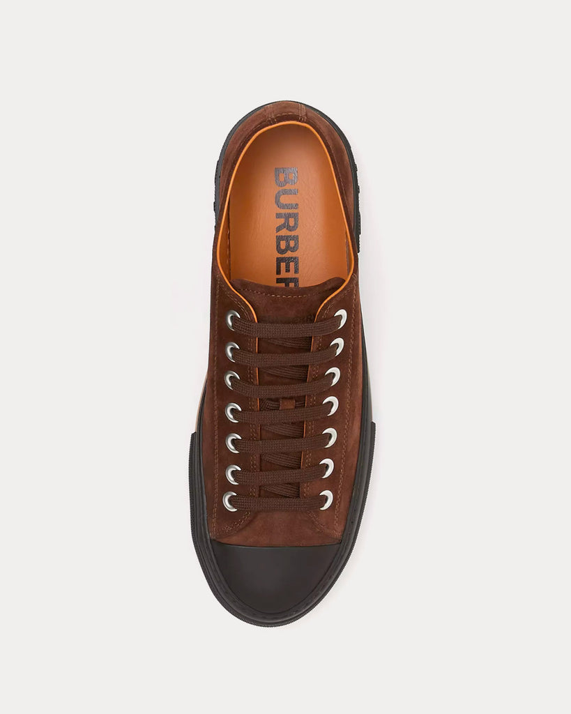 Logo Detail Suede Brown Low Top Sneakers