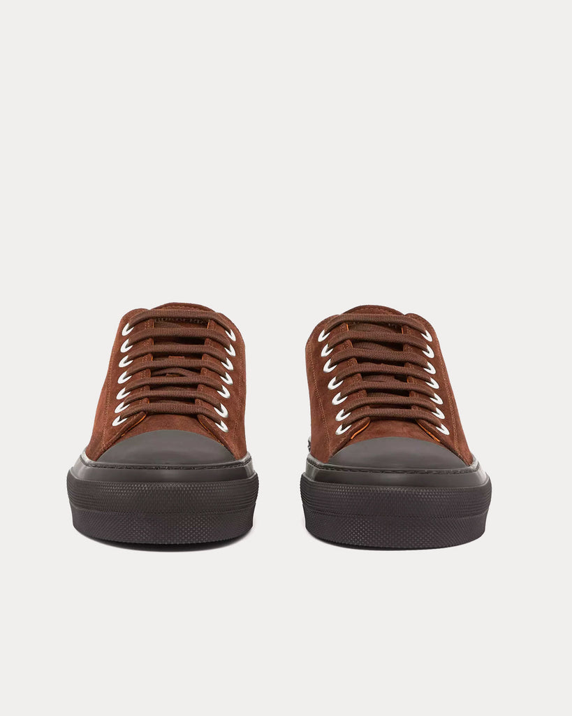 Logo Detail Suede Brown Low Top Sneakers