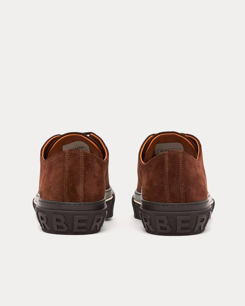 Logo Detail Suede Brown Low Top Sneakers