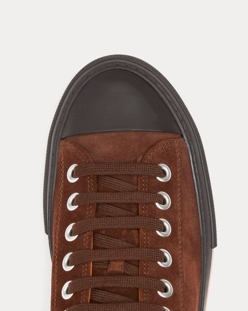 Logo Detail Suede Brown Low Top Sneakers