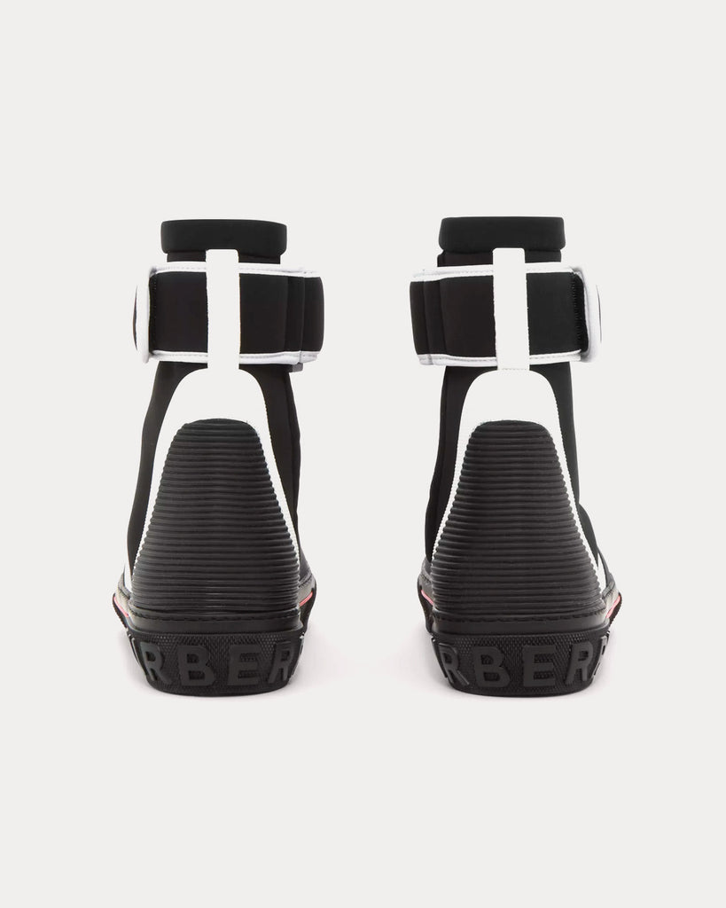 Stretch Nylon & Rubber Sub Black / White High Top Sneakers