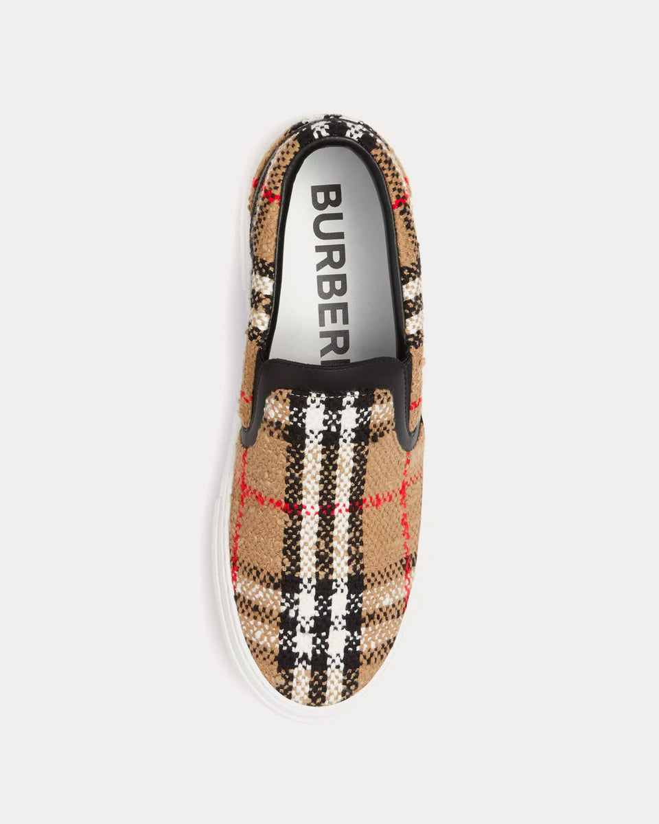 Burberry Vintage Check Cotton Wool Blend Archive Beige Slip On