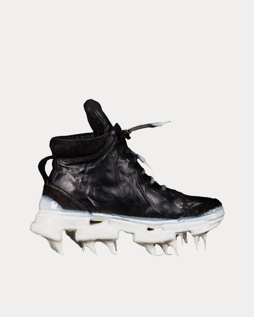 Iced Paper Dart Handled Ankle Black High Top Sneakers