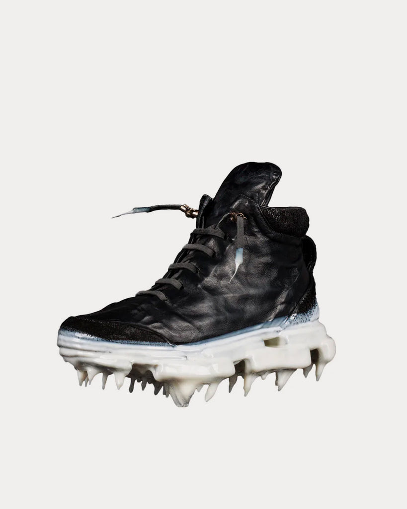 Iced Paper Dart Handled Ankle Black High Top Sneakers