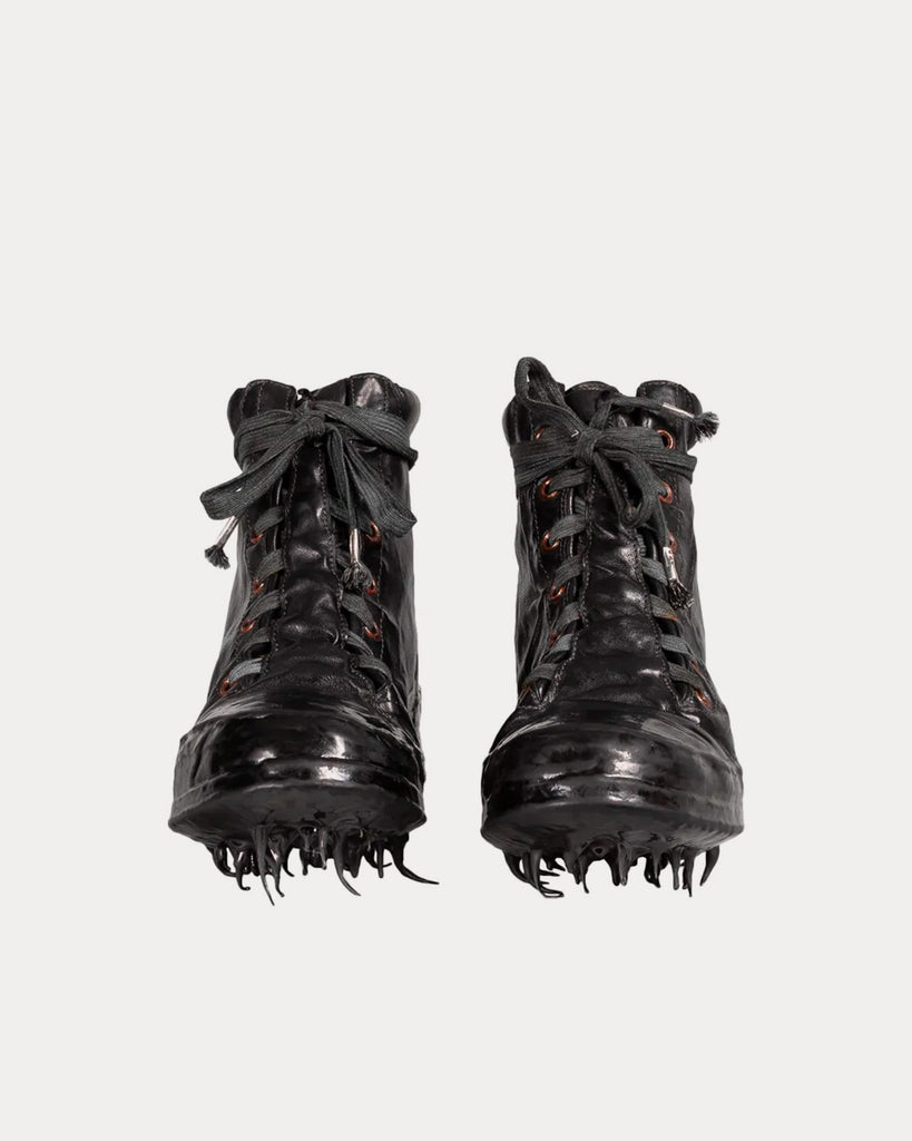 Object Dyed No-Seam Drip Rubber Black High Top Sneakers