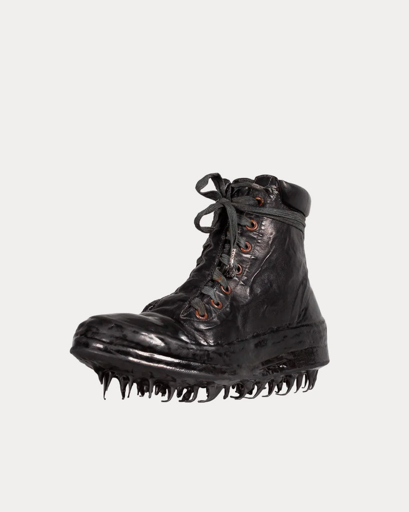 Object Dyed No-Seam Drip Rubber Black High Top Sneakers