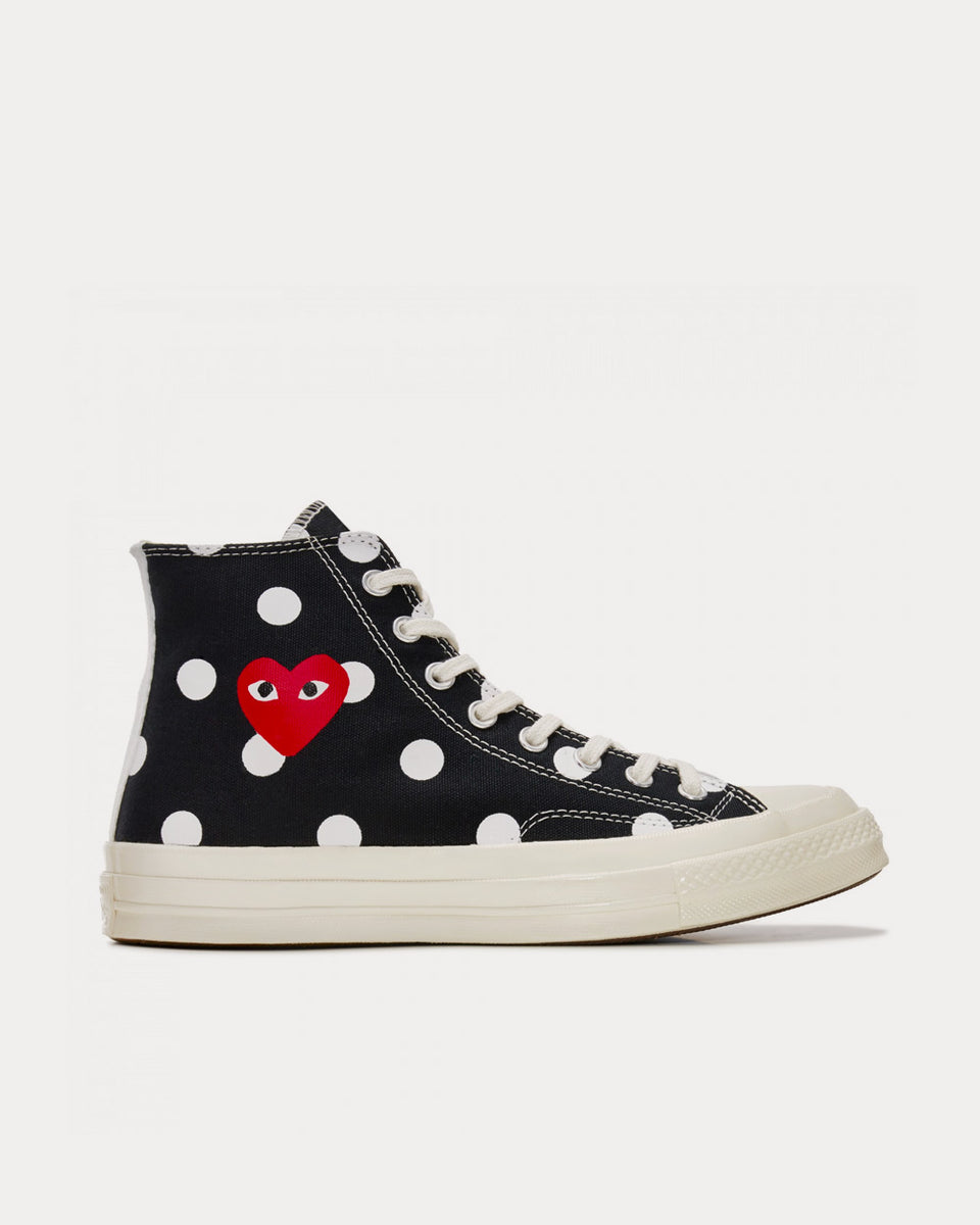 Converse Comme des Garçons PLAY Polka Dot Red Heart Chuck Taylor All Star '70 Black High Top Sneak in Peace