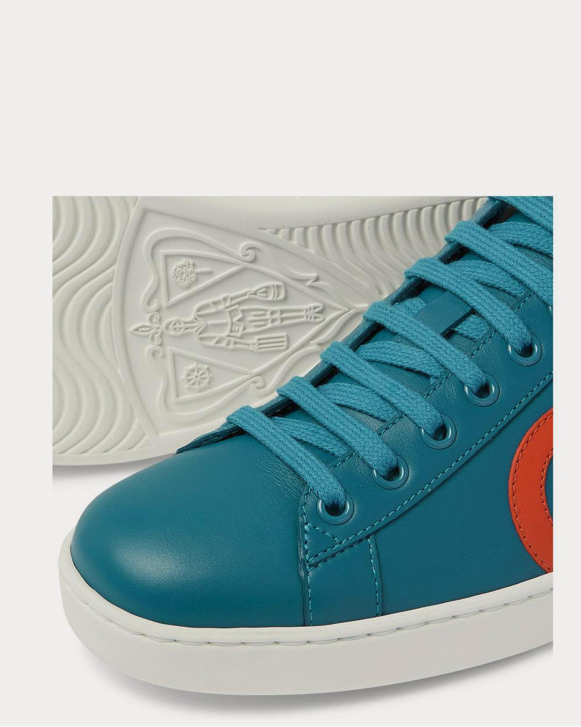 Ace Suede-Trimmed Leather Blue low top sneakers