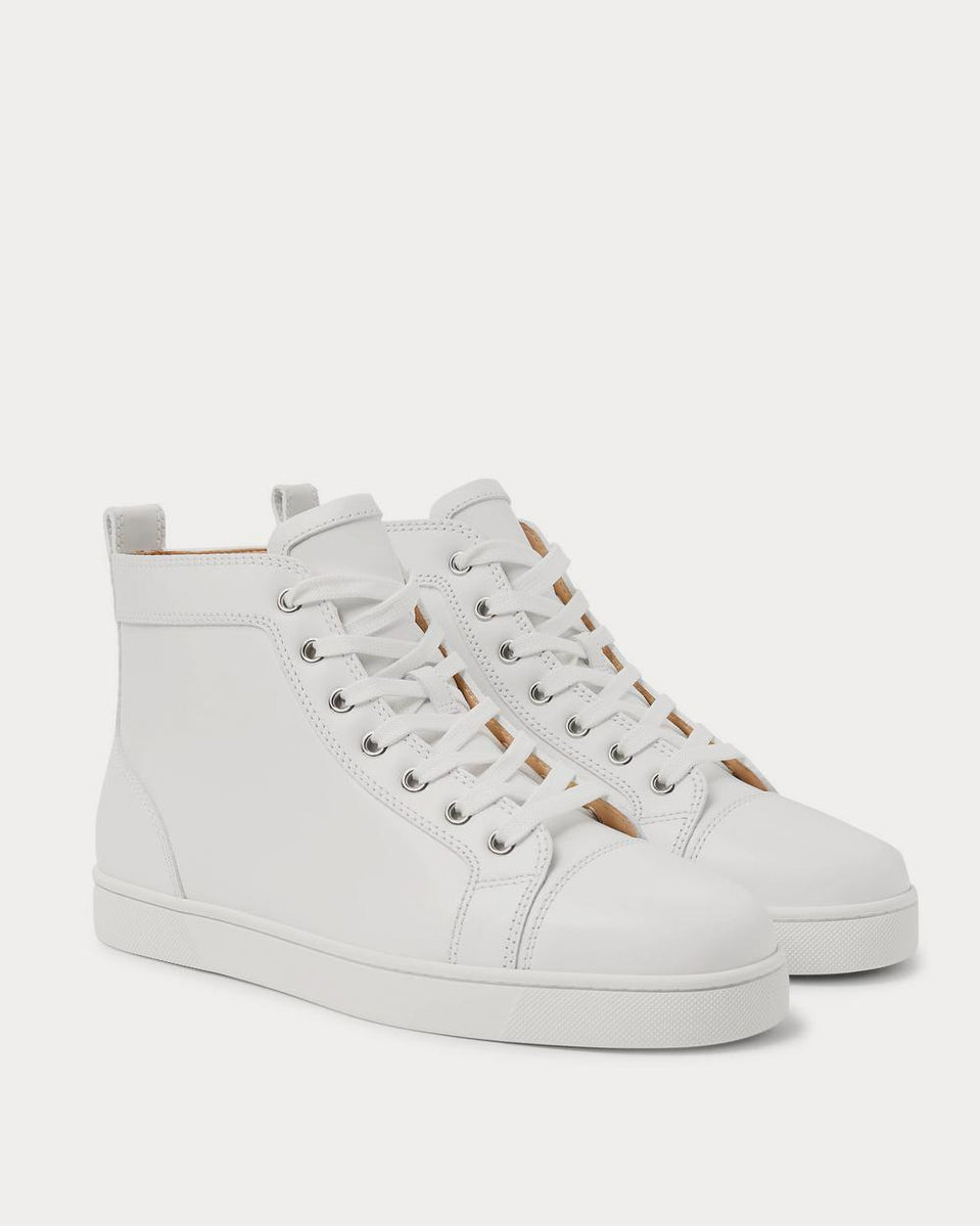 Louboutin Louis Leather High-Top White high top sneakers - Sneak Peace