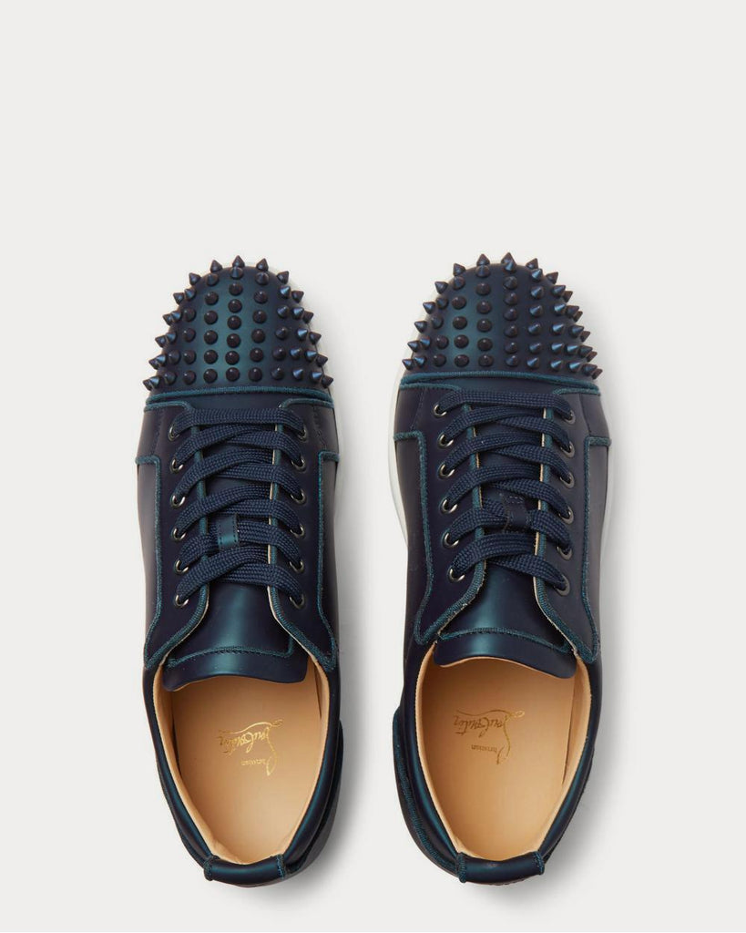 Louis Junior Spikes Cap-Toe Iridescent Leather Blue low top sneakers