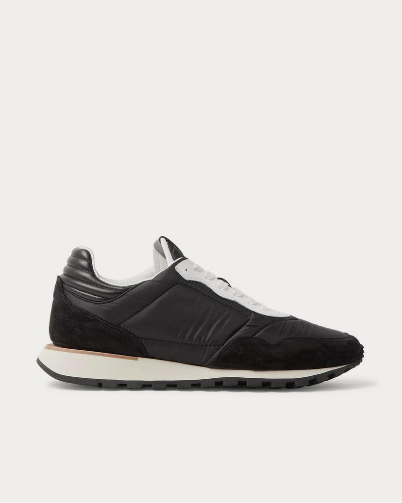 Axis Leather and Suede-Trimmed Shell Black low top sneakers