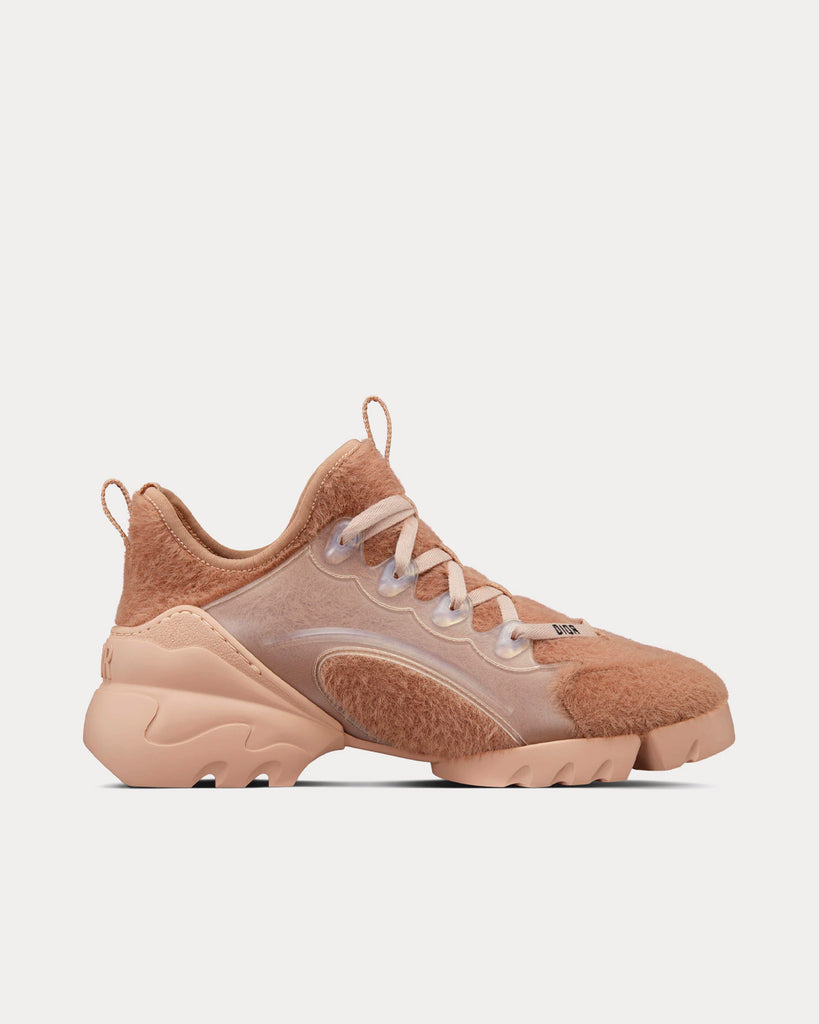 D-Connect Nude Fur-Effect Knit Low Top Sneakers