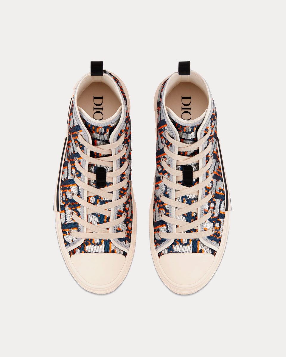Dior B23 SilverTone, Blue and Orange Dior Oblique Sequined Embroidered