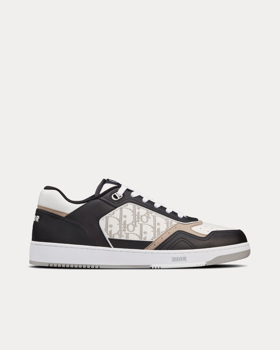 B57 Mid-Top Sneaker Navy Blue and White Smooth Calfskin with Beige and  Black Dior Oblique Jacquard