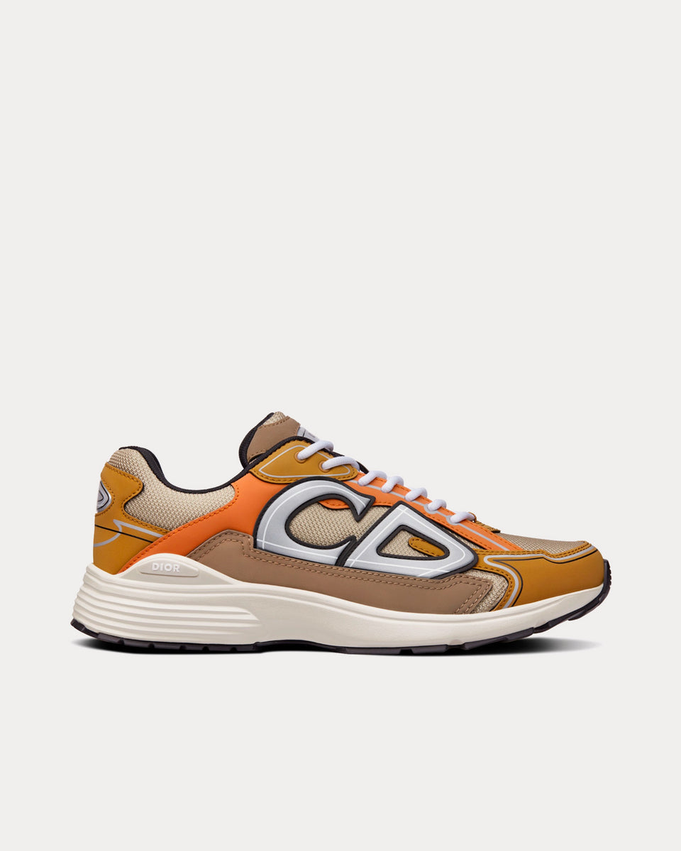 Dior B30 Cream Mesh with Orange and Brown Technical Fabric Low Top Sneakers  - Sneak in Peace