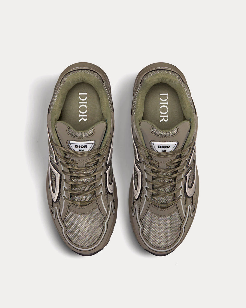 B30 Olive Mesh and Technical Fabric Low Top Sneakers