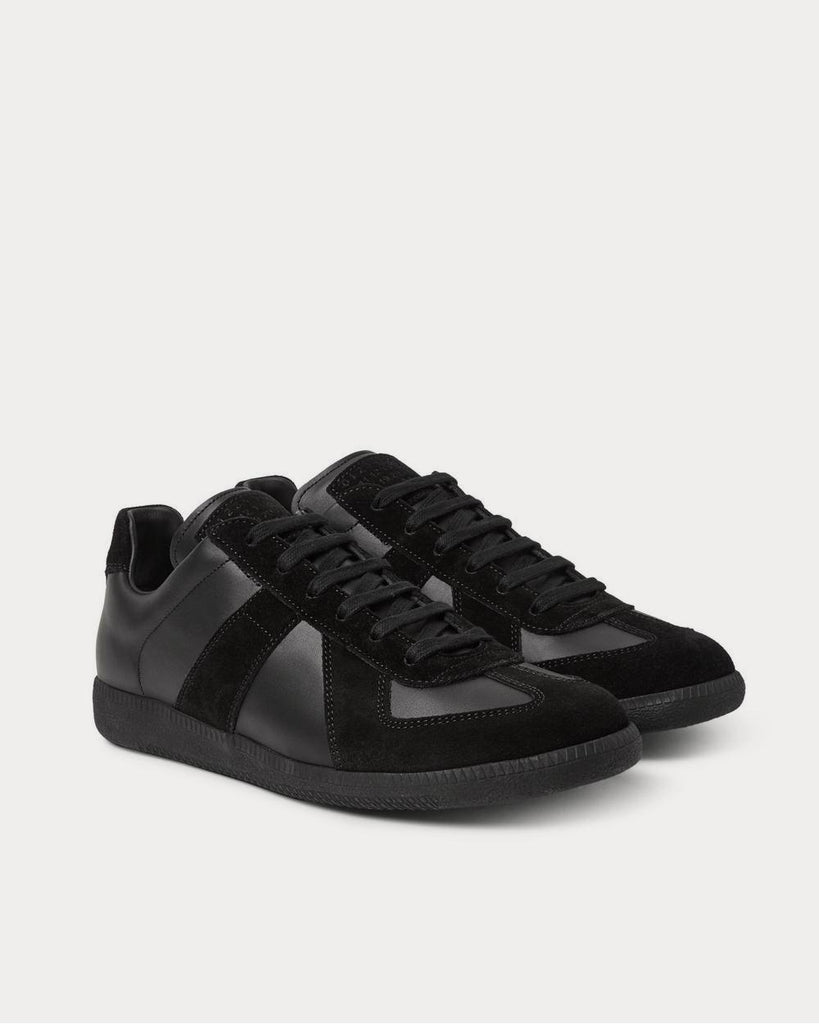 Replica Leather and Suede Black low top sneakers