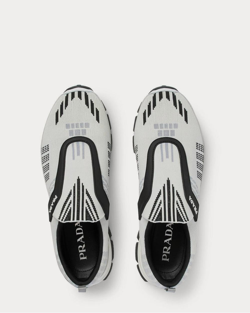 Rubber-Trimmed Nylon-Jacquard Slip-On White low top sneakers