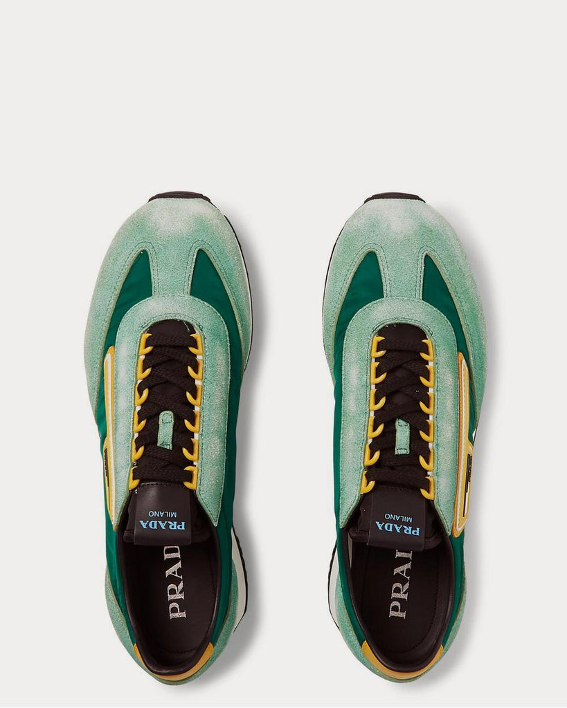 Milano 70 Nylon and Suede Green low top sneakers