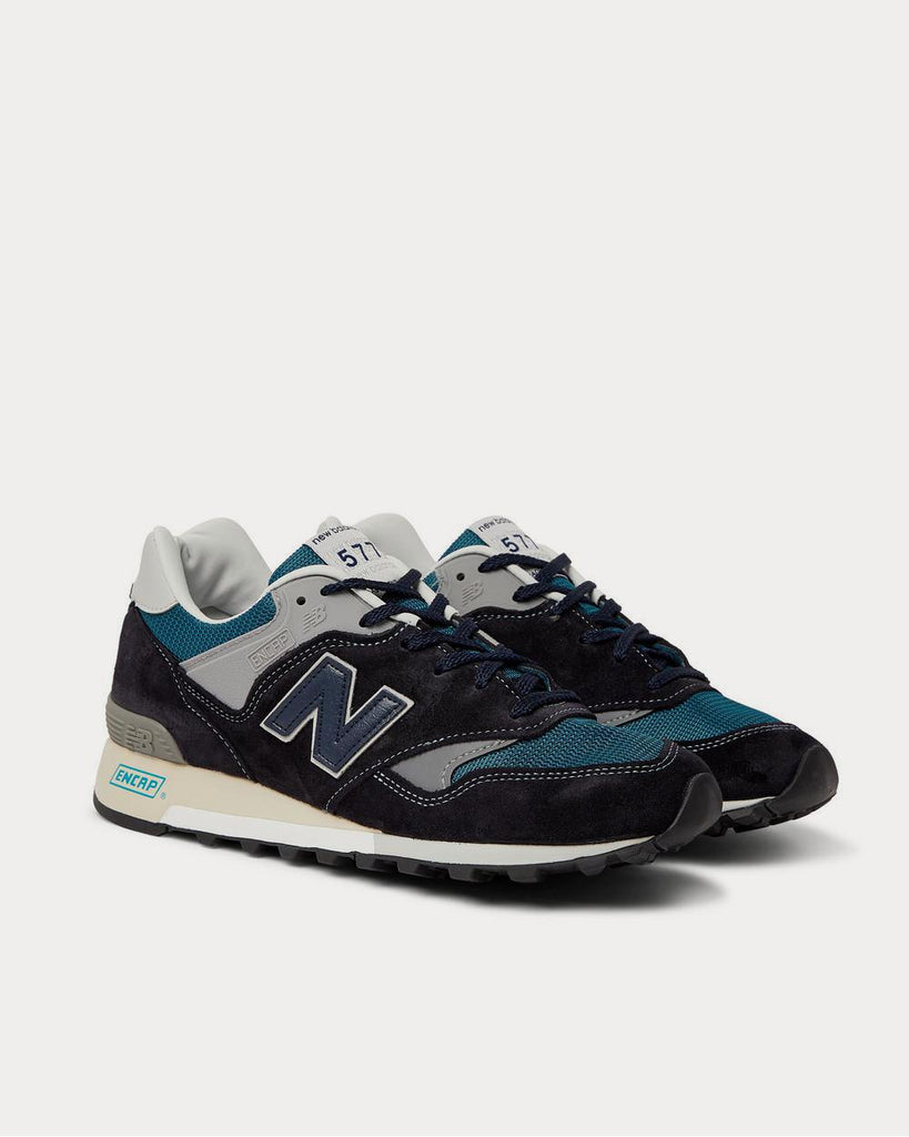 577 Suede, Rubber, Mesh and Leather Blue low top sneakers
