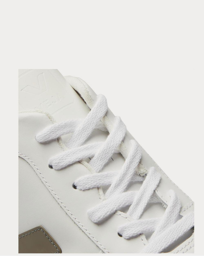 V-10 Rubber-Trimmed Leather White low top sneakers