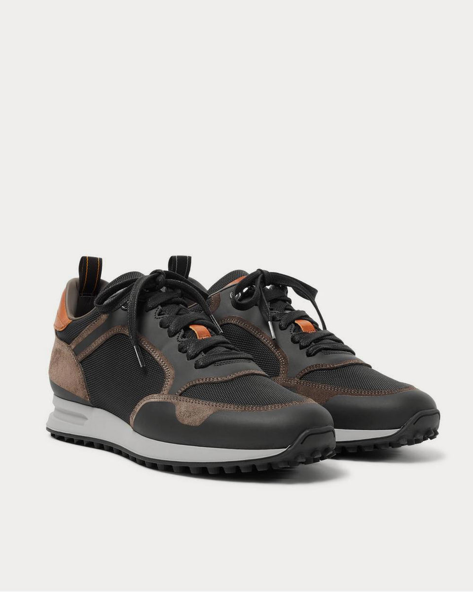 Dunhill Radial Runner Leather and Suede-Trimmed Mesh Black