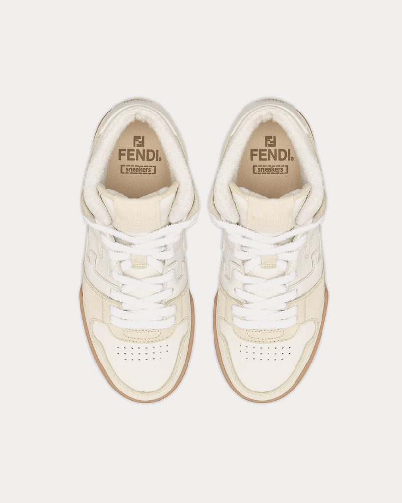 Match Leather White / Beige High Top Sneakers