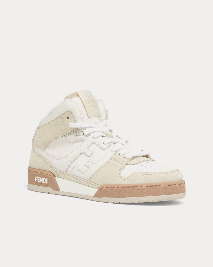 Match Leather White / Beige High Top Sneakers