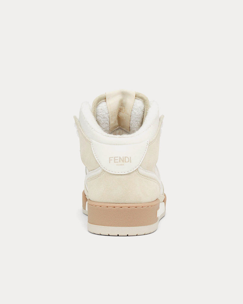 Match Leather White / Beige High Top Sneakers