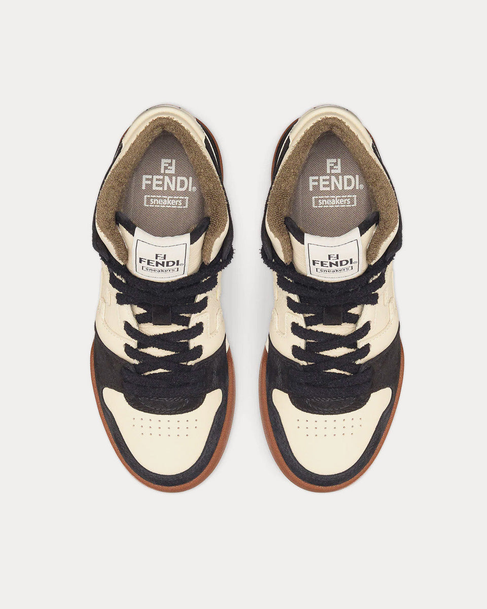 Fendi Match Mixed Leather Mid-Top Sneakers