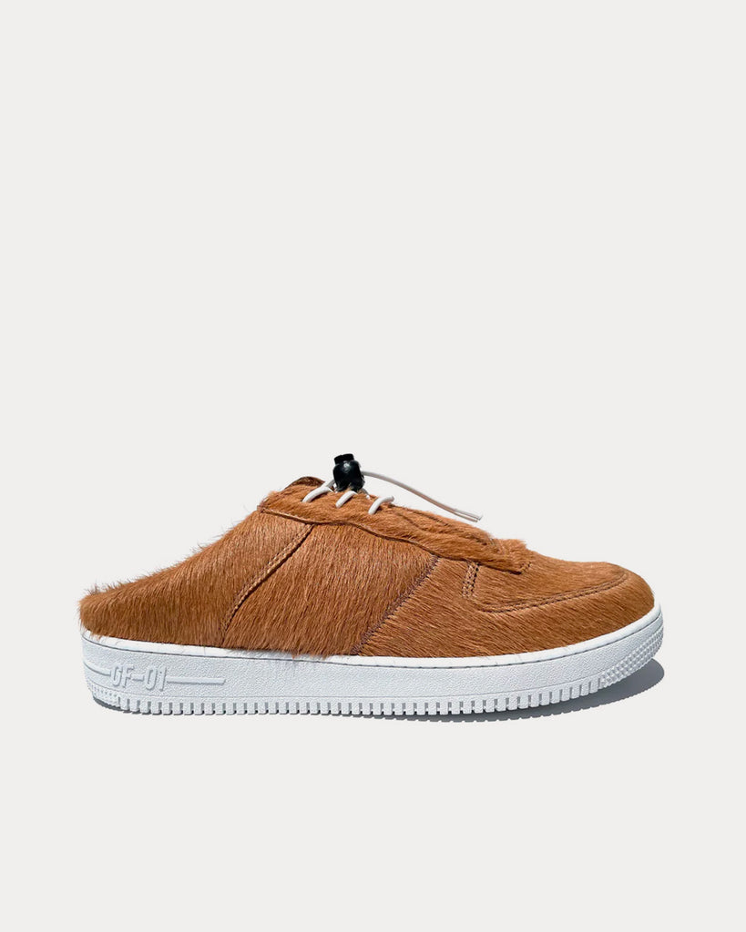 GF-01 Mule Calf Hair Brown Slip On Sneakers